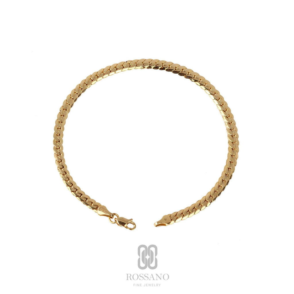 14K Gold Cuban Link Bracelet, 3mm 4mm 5mm Bold Curb Chain Bracelet, Chunky Vintage Gold Chain, Men & Women Stacking, Gift for Her