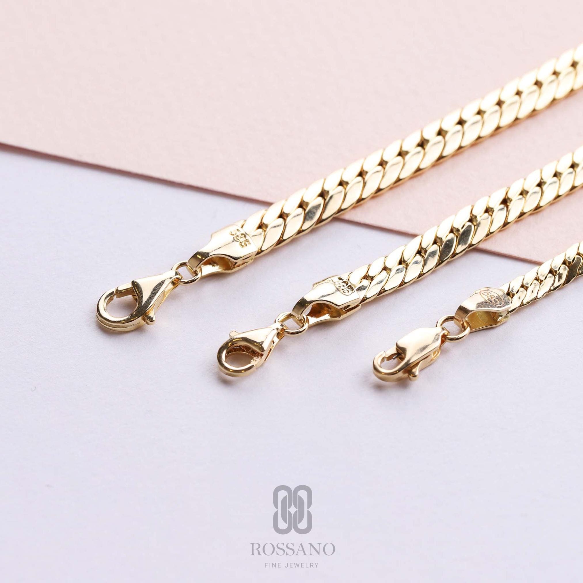 14K Gold Cuban Link Bracelet, 3mm 4mm 5mm Bold Curb Chain Bracelet, Chunky Vintage Gold Chain, Men & Women Stacking, Gift for Her
