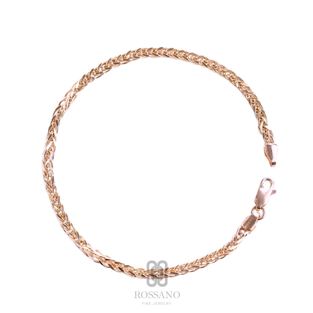 14K Gold Franco Chain Necklace, 2mm 3mm 4mm Franco Palm Necklace, Gold Foxtail Wheat Chain Choker, Solid Unisex Jewelry, Gift for Her