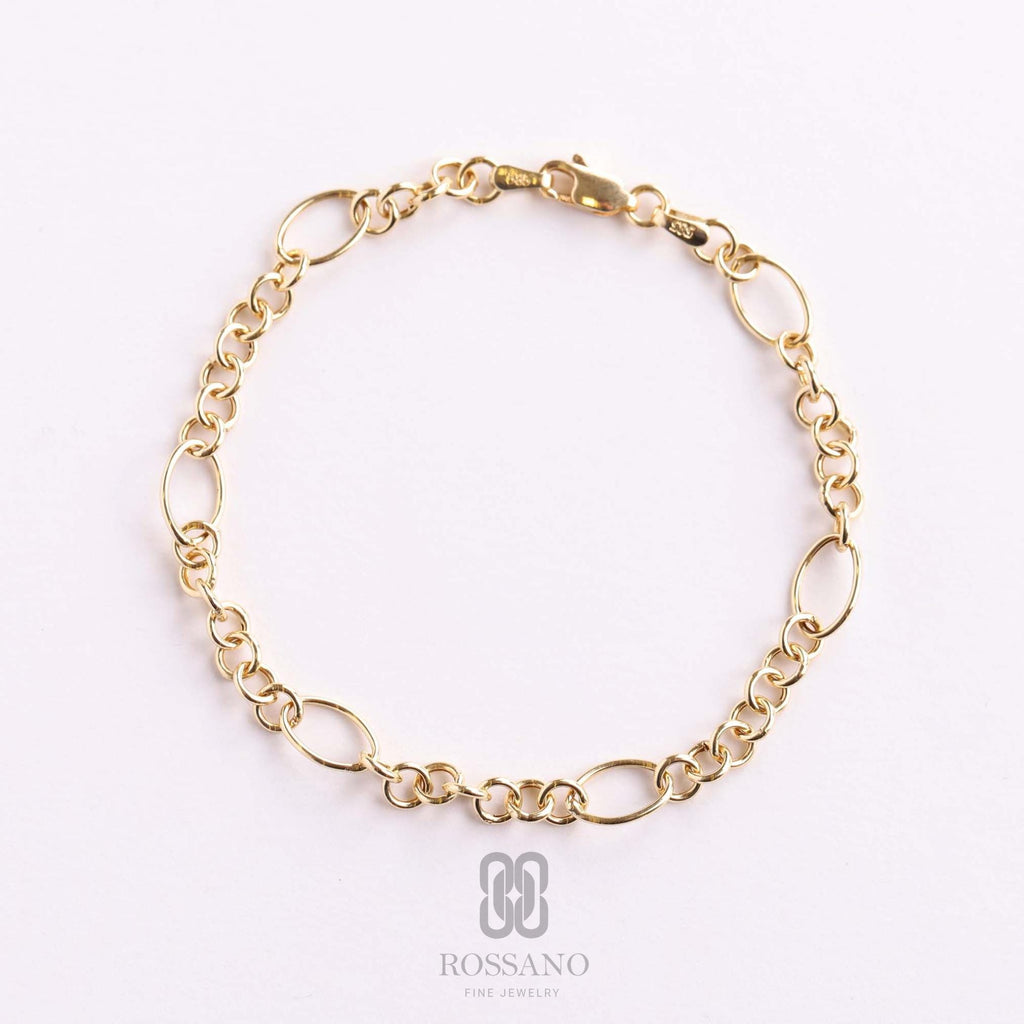 14K Gold Chain Bracelet, O Shape Oval Cable Chain Bracelet, Figaro & Paperclip Link Bracelet, Minimalist Gold Jewelry, Gift for Her