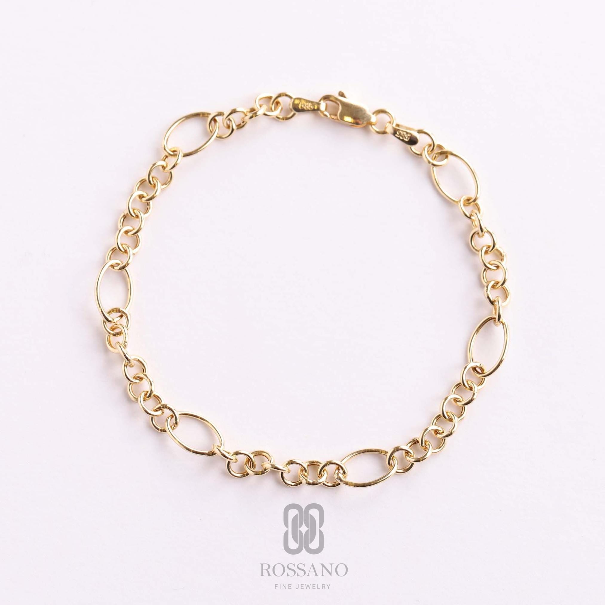 14K Gold Chain Bracelet, O Shape Oval Cable Chain Bracelet, Figaro & Paperclip Link Bracelet, Minimalist Gold Jewelry, Gift for Her