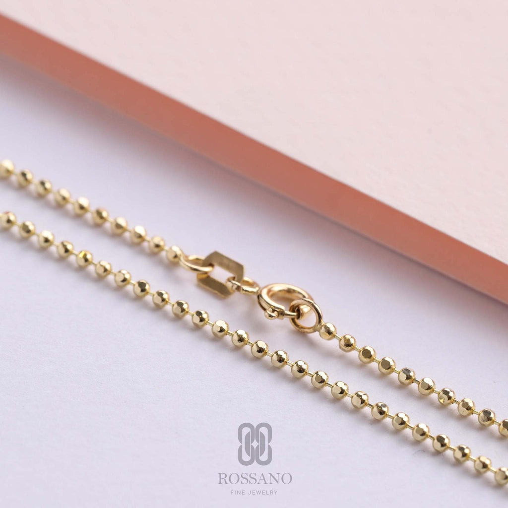 14K Gold Beaded Necklace, 1.5mm Gold Bead Choker, Dainty Minimalist Jewelry, Mothers Day Gift, Gold Bead Chain, Gift for Her
