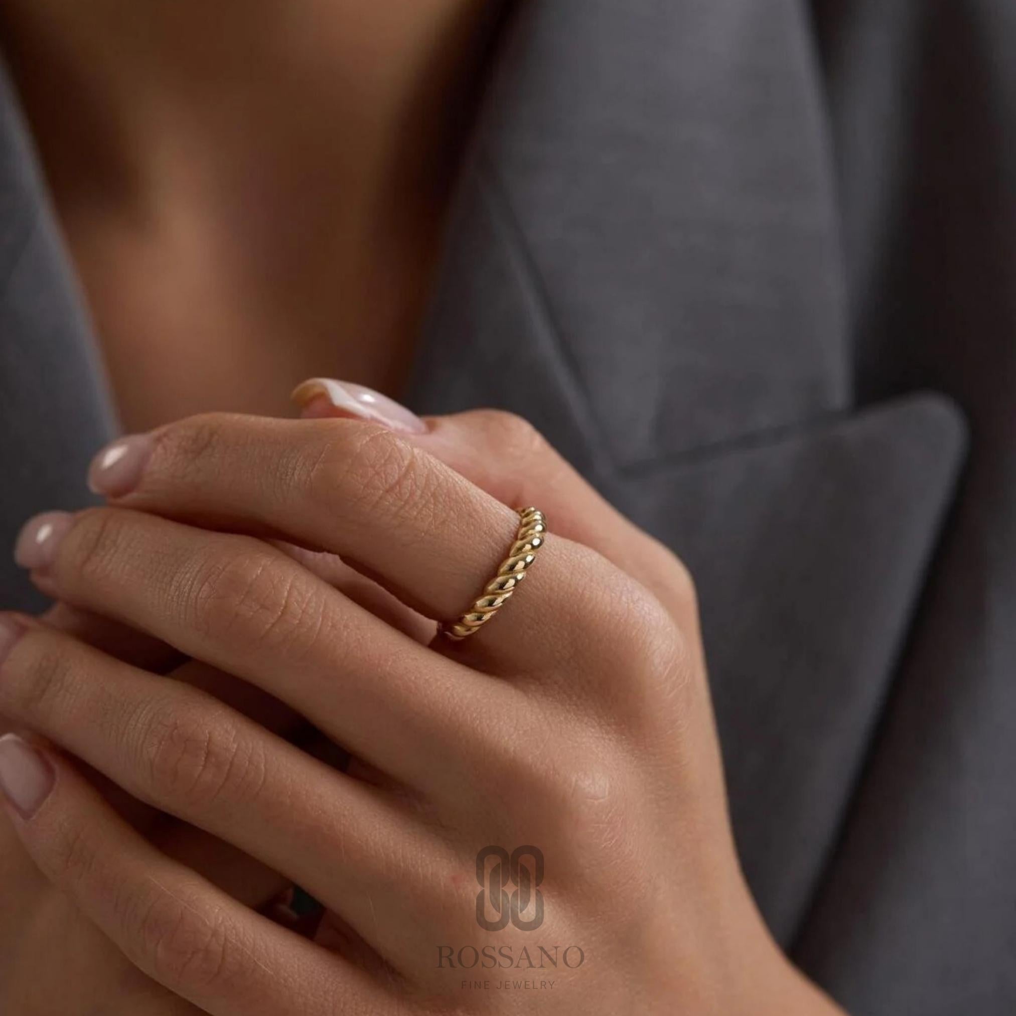 14K Gold Croissant Ring, Iconic Dome Croissant Band, Chunky Twisted Gold Ring, Thick Statement Ring, Minimalist Jewelry, Gift for Her