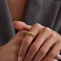14K Gold Croissant Ring, Chunky Dome Croissant Band, Twisted Gold Statement Ring, Thick Minimalist Ring, Everyday Jewelry, Gift for Her