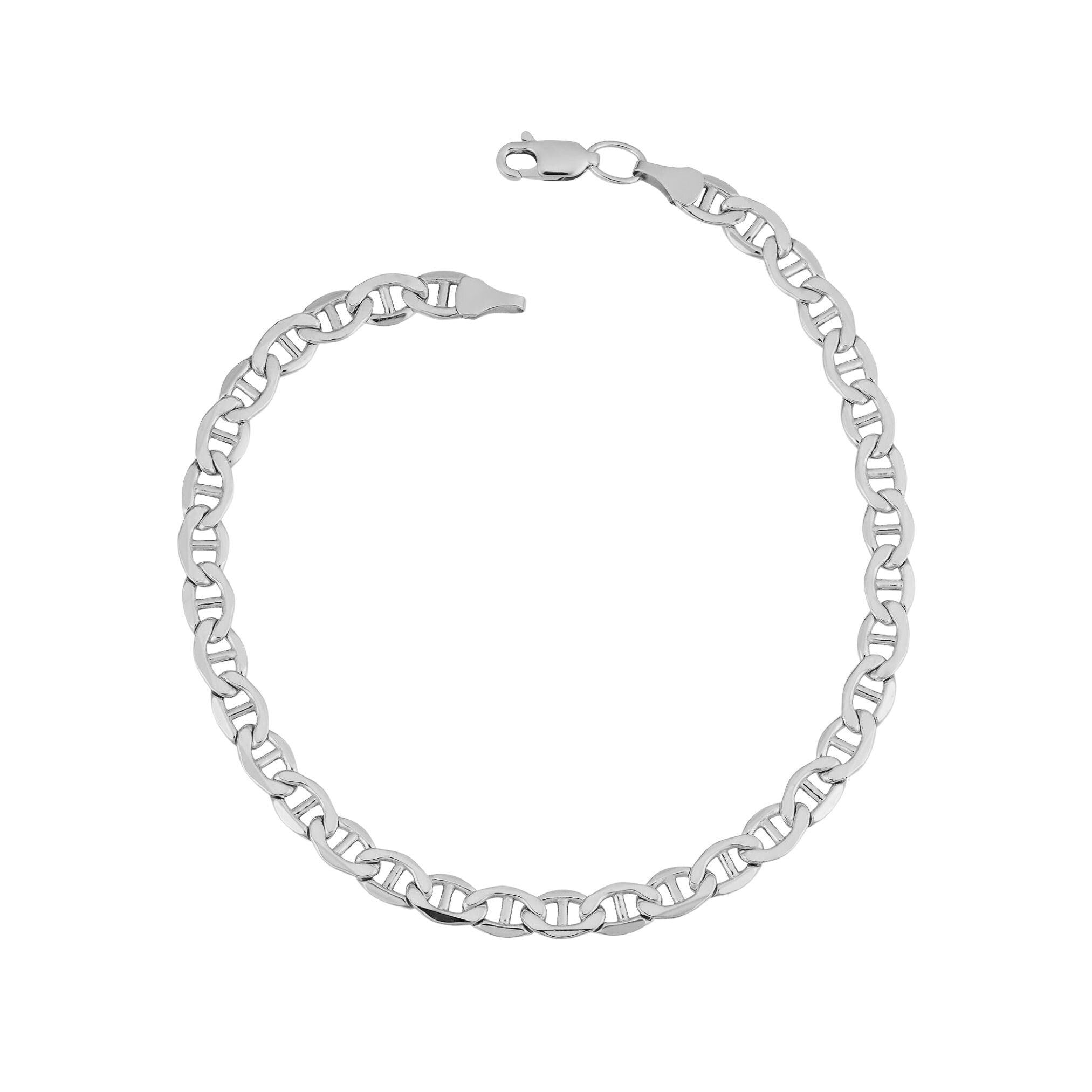14K Gold Mariner Bracelet, 3mm 4mm Mariner Link Chain, Layering Gold Bracelet, Minimalist Fine Jewelry, Unisex Gift for Her