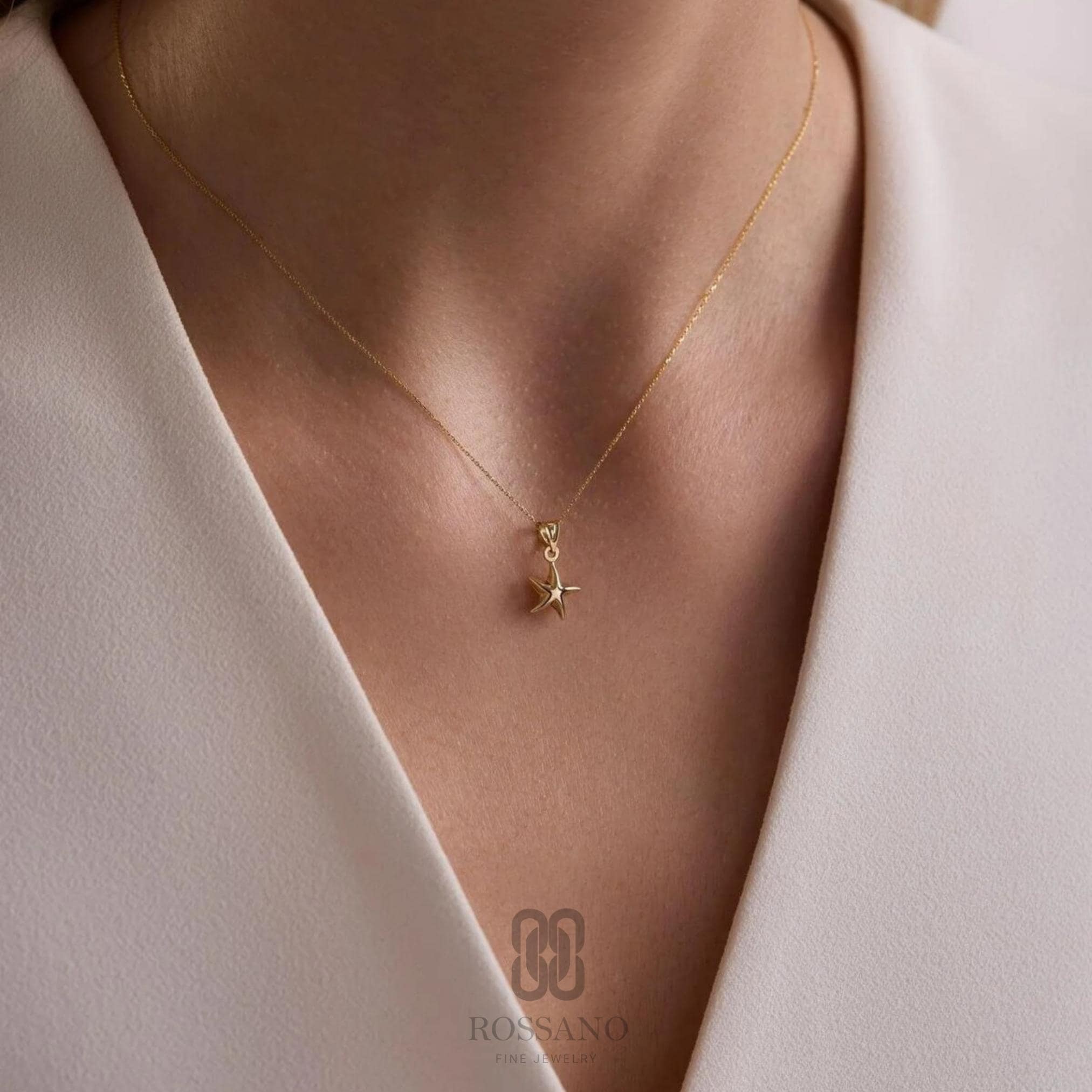 14K Gold Star Necklace, Dainty Gold Star Pendant, Minimalist Chain Necklace, Celestial Jewelry, Stackable Everyday Necklace, Gift for Her