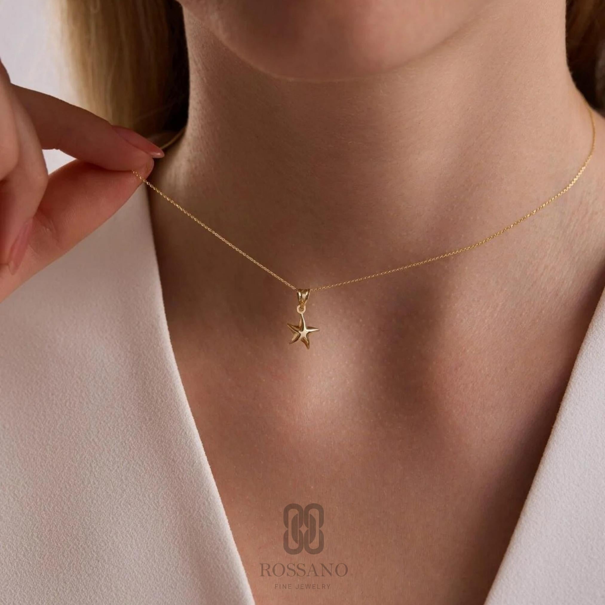 14K Gold Star Necklace, Dainty Gold Star Pendant, Minimalist Chain Necklace, Celestial Jewelry, Stackable Everyday Necklace, Gift for Her