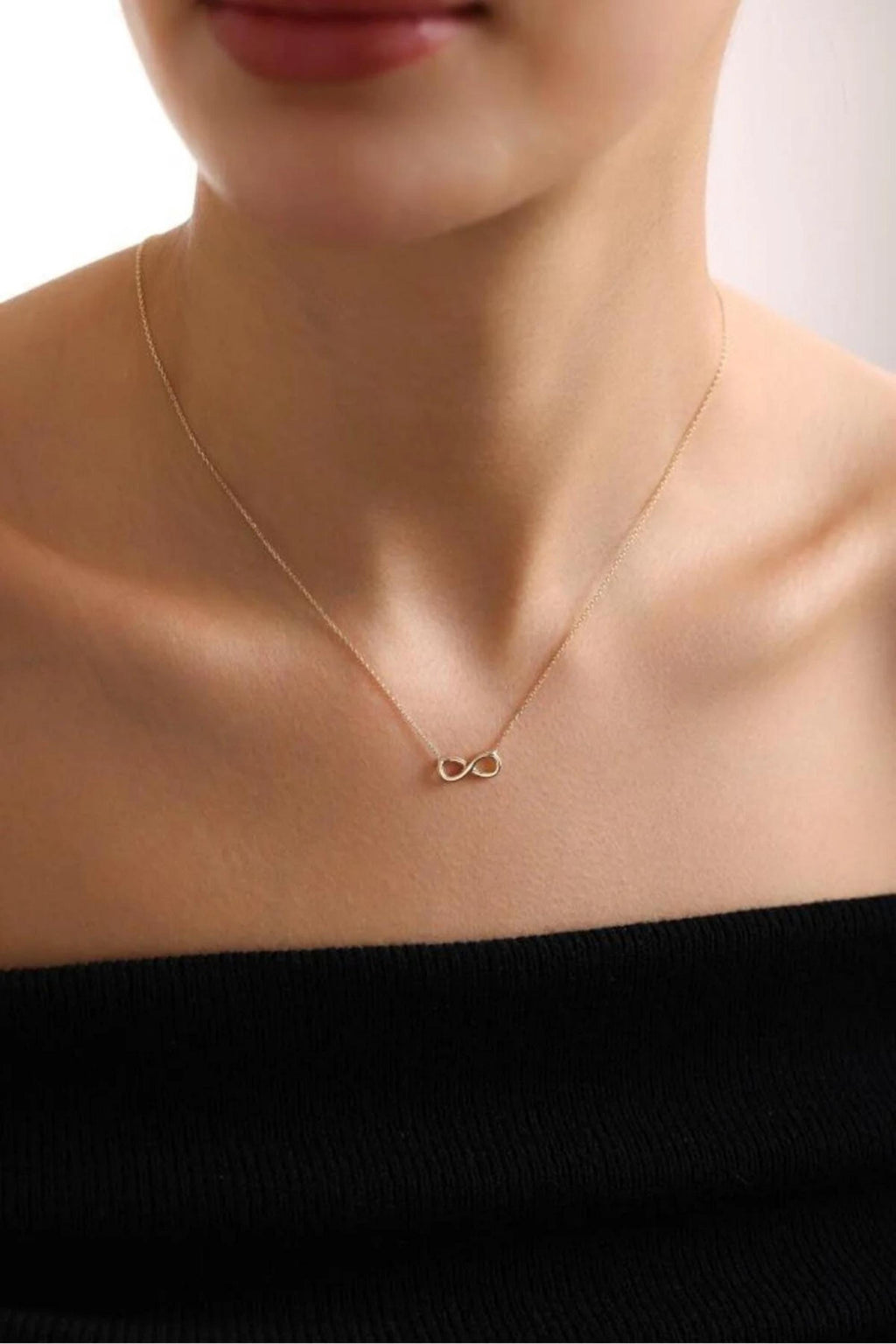 14K Gold Infinity Necklace, Dainty Infinity Pendant Necklace, Minimalist Gold Chain, Symbolic Everyday Jewelry, Stackable Necklace, Gift