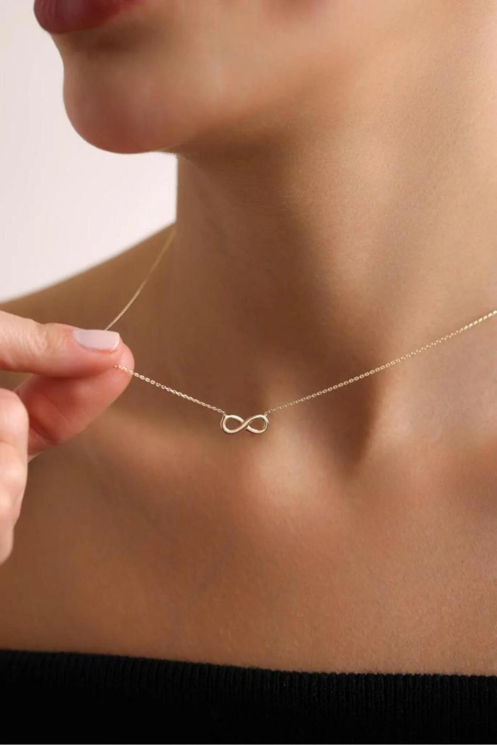 14K Gold Infinity Necklace, Dainty Infinity Pendant Necklace, Minimalist Gold Chain, Symbolic Everyday Jewelry, Stackable Necklace, Gift
