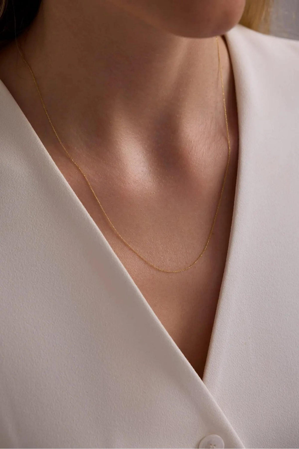 14K Gold Cable Chain Necklace, Dainty Gold Link Chain, Minimalist Everyday Jewelry, Stackable Necklace, Fine Jewelry, Gift for Her