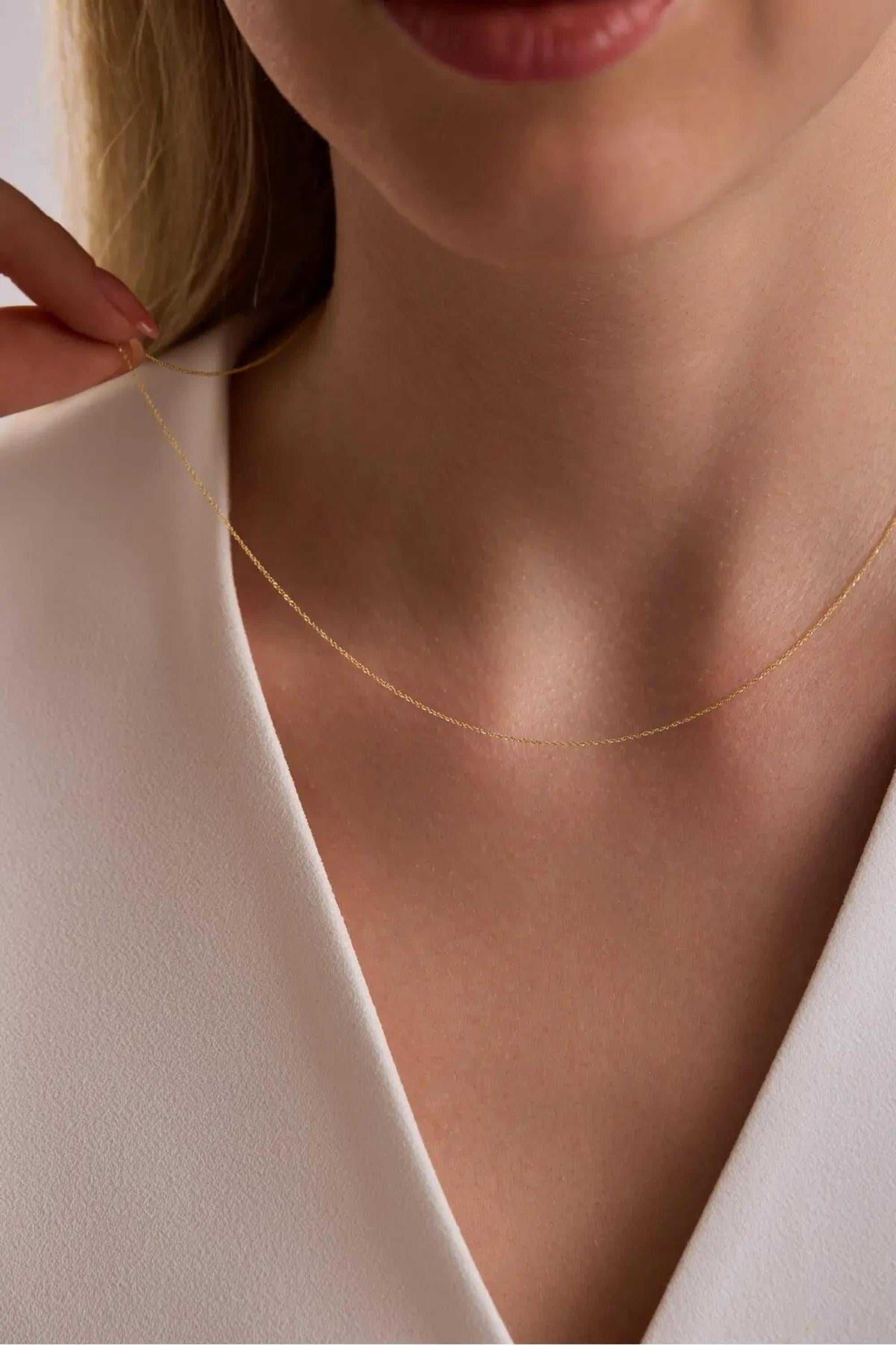 14K Gold Cable Chain Necklace, Dainty Gold Link Chain, Minimalist Everyday Jewelry, Stackable Necklace, Fine Jewelry, Gift for Her