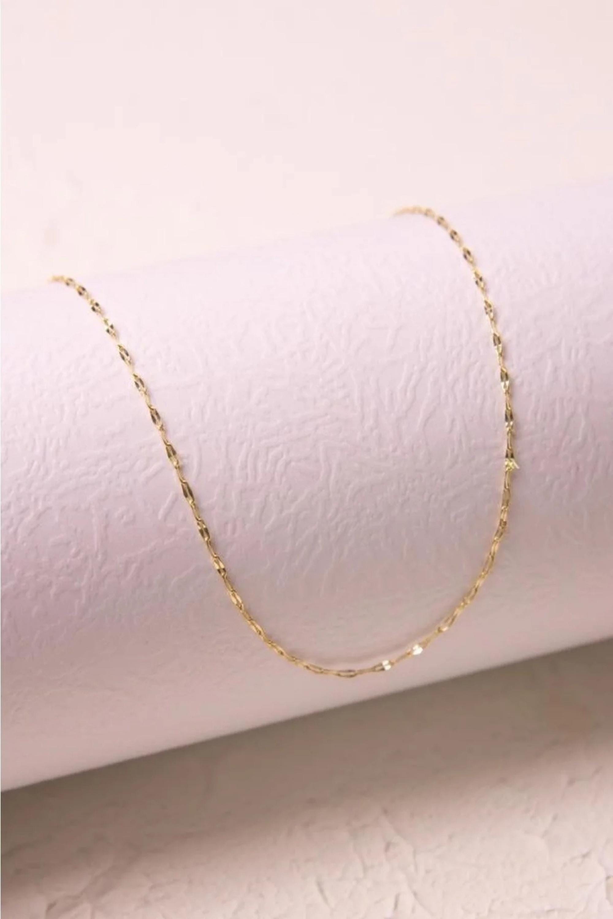 14K Gold 2.15mm Sequin Necklace, Dainty Gold Chain, Minimalist Delicate Jewelry, Stackable Everyday Necklace, Gift for Her