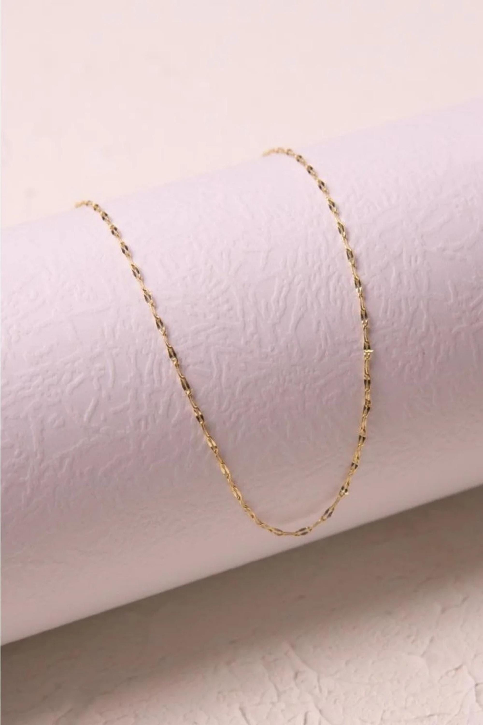 14K Gold 2.15mm Sequin Necklace, Dainty Gold Chain, Minimalist Delicate Jewelry, Stackable Everyday Necklace, Gift for Her