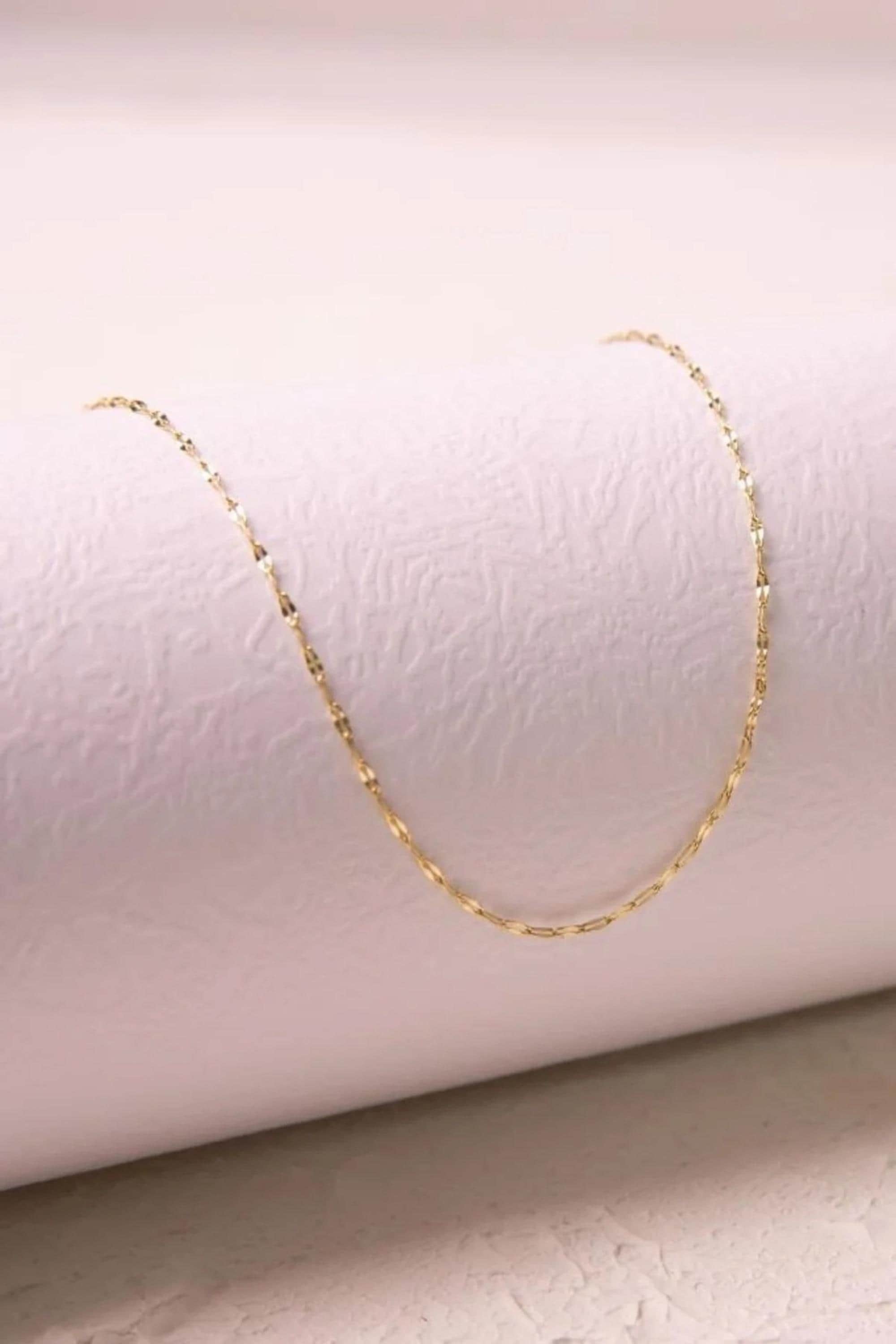 14K Gold 2.15mm Sequin Necklace, Dainty Gold Chain, Minimalist Delicate Jewelry, Stackable Everyday Necklace, Gift for Her