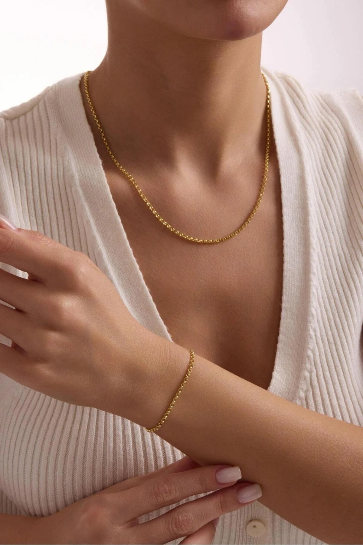 14K Gold 3mm Rolo Necklace, Dainty Round Link Chain, Minimalist Everyday Jewelry, Stackable Gold Chain Necklace, Gift for Her
