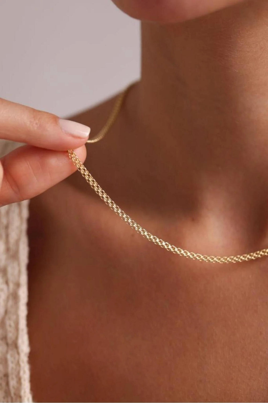 14K Gold 2mm Bismark Necklace, Dainty Bismark Link Chain, Minimalist Gold Necklace, Stackable Everyday Jewelry, Gift for Her