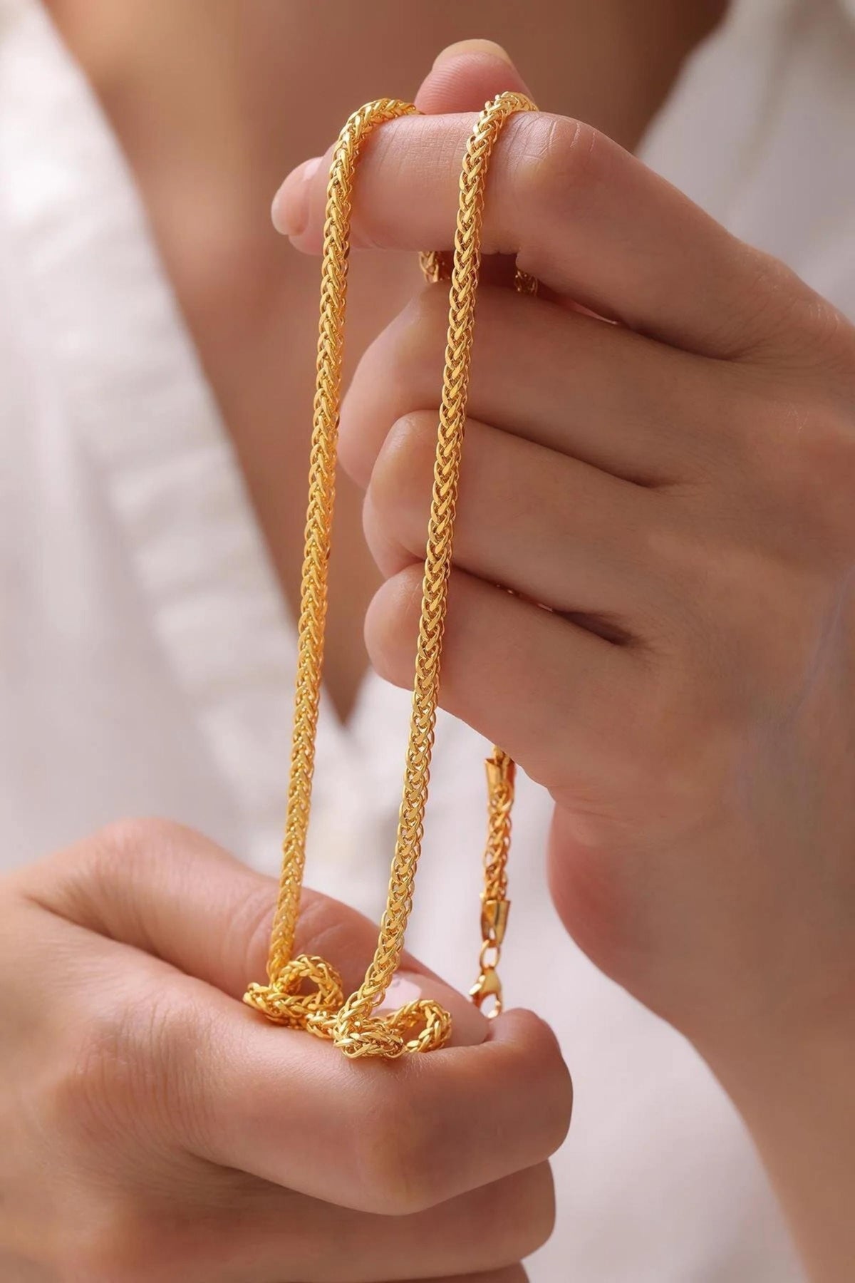 14K Gold 3mm Franco Chain Necklace, Dainty Gold Necklace, Minimalist Everyday Jewelry, Stackable Gold Chain, Gift for Her