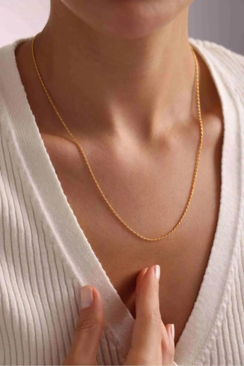 14K Gold 2mm Rope Chain Necklace, Dainty Gold Necklace, Minimalist Everyday Jewelry, Stackable Gold Chain, Gift for Her