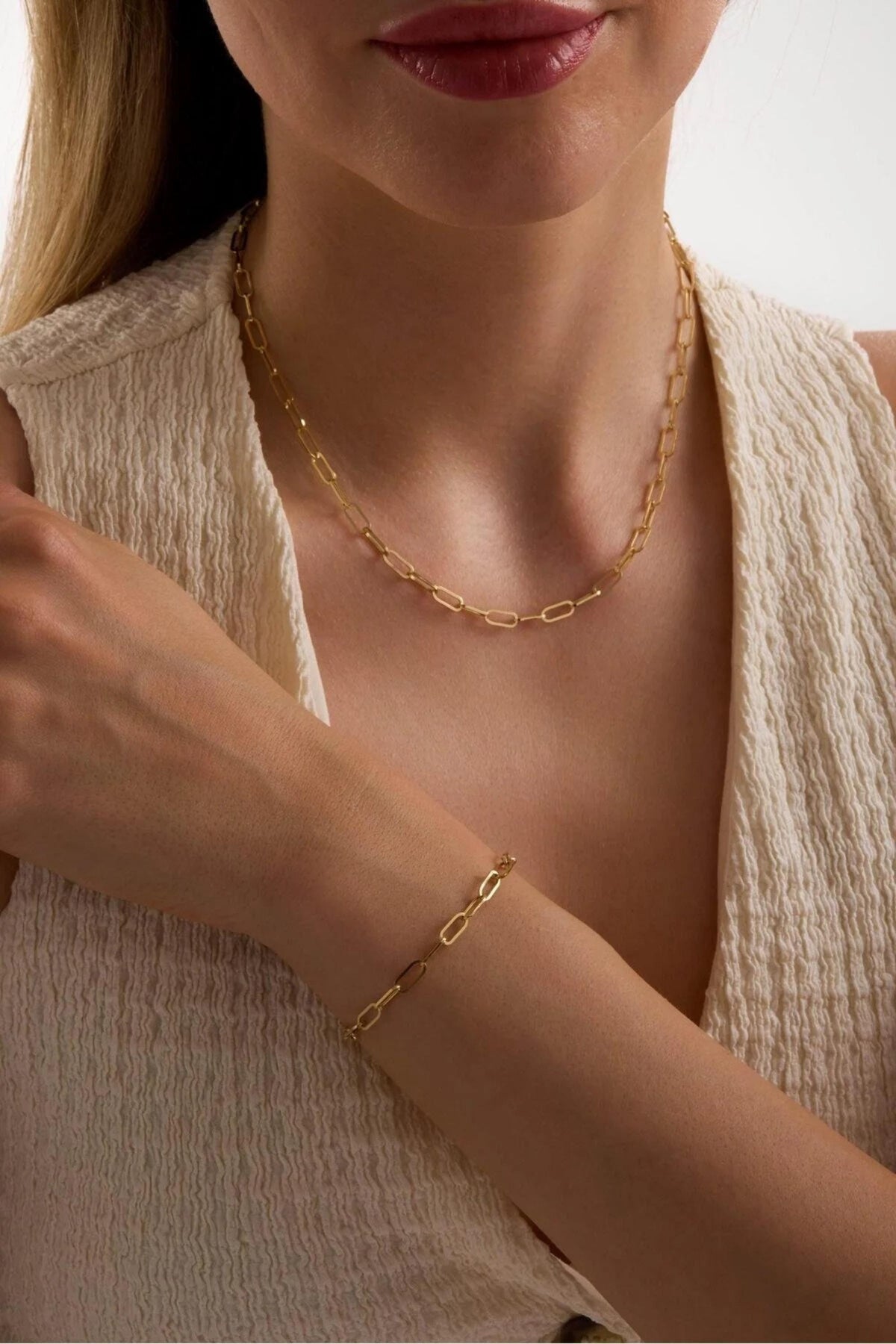 14K Gold 4mm Paperclip Chain Necklace, Dainty Gold Necklace, Minimalist Everyday Jewelry, Layering & Stackable Gold Necklace, Gift for Her