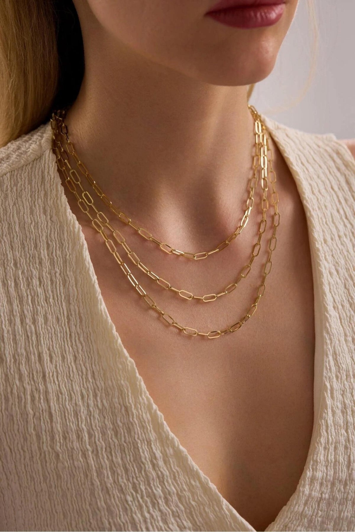 14K Gold 4mm Paperclip Chain Necklace, Dainty Gold Necklace, Minimalist Everyday Jewelry, Layering & Stackable Gold Necklace, Gift for Her