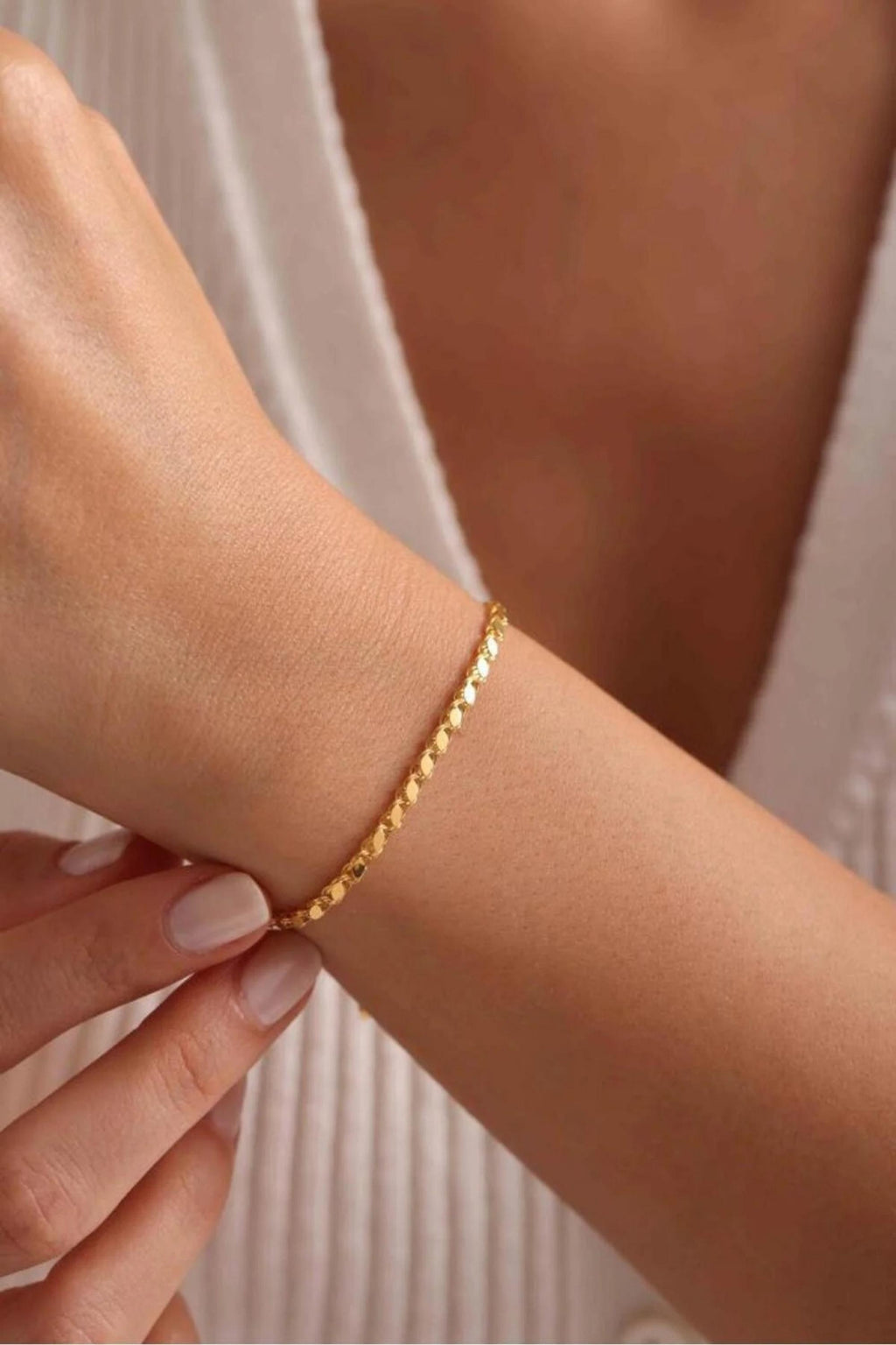 14K Gold 2mm Mirror Chain Bracelet, Dainty Gold Bracelet, Minimalist Everyday Jewelry, Stackable Gold Chain Bracelet, Gift for Her