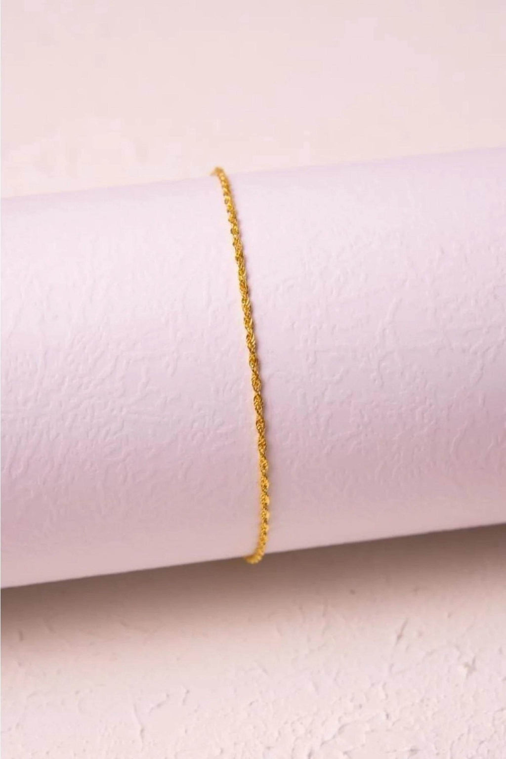 14K Gold 2mm Rope Chain Bracelet, Dainty Gold Bracelet, Minimalist Everyday Jewelry, Stackable Gold Chain Bracelet, Gift for Her