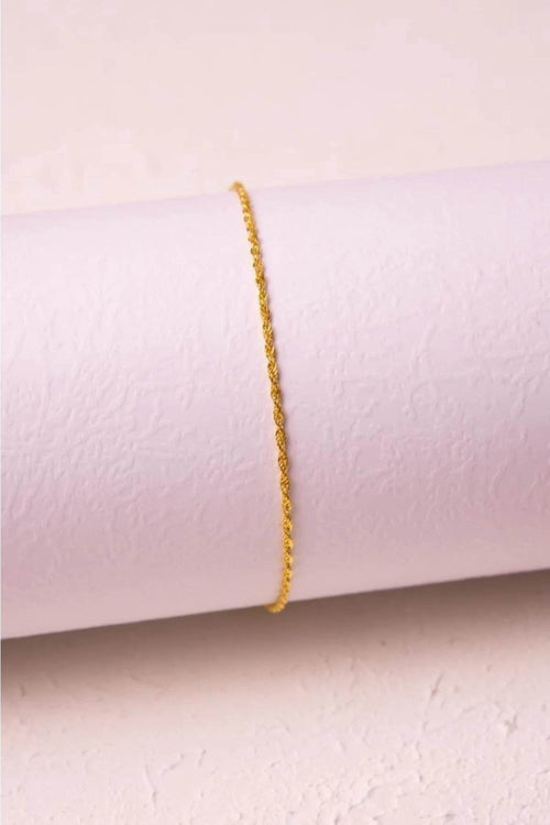 14K Gold 2mm Rope Chain Bracelet, Dainty Gold Bracelet, Minimalist Everyday Jewelry, Stackable Gold Chain Bracelet, Gift for Her