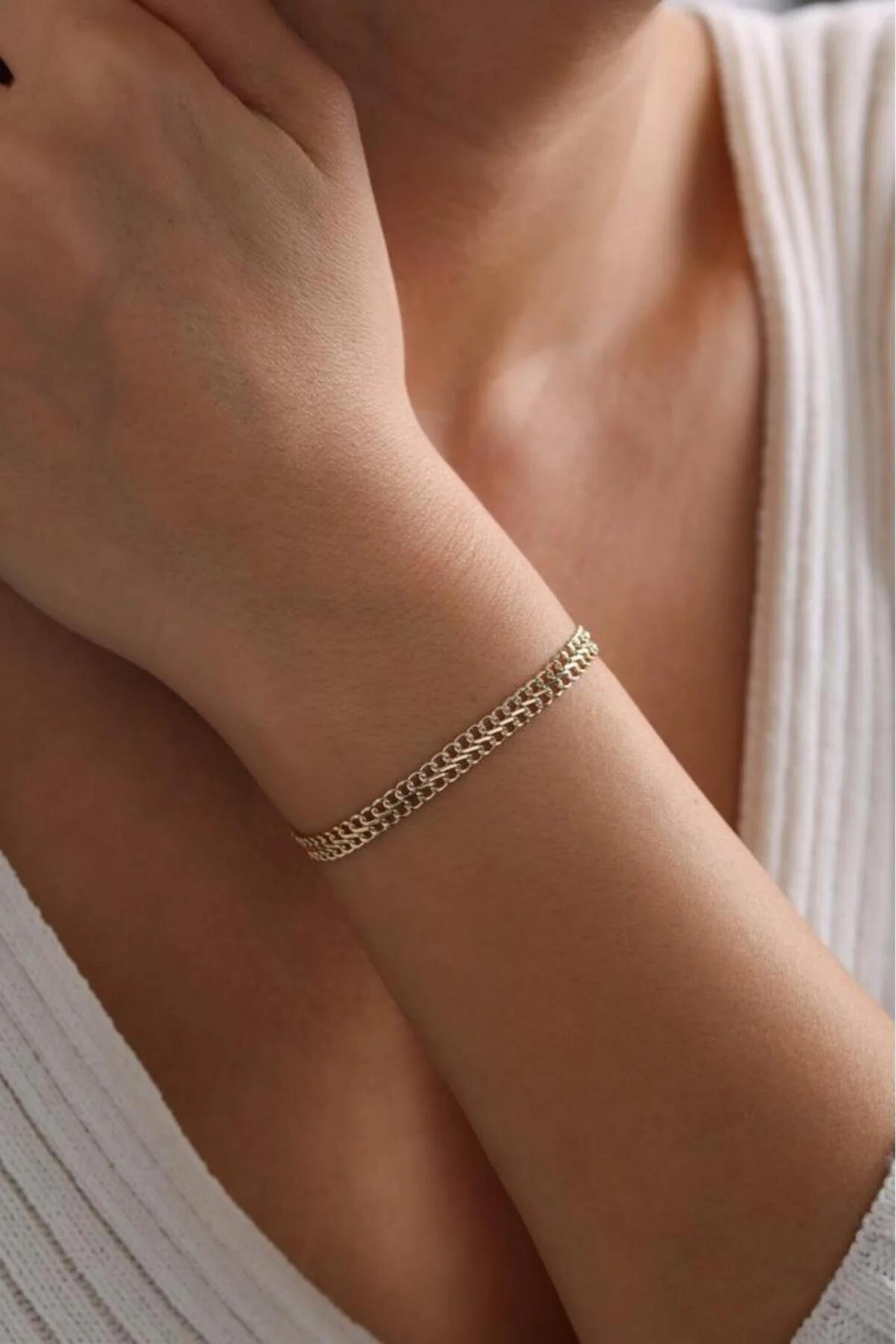 14K Gold 4mm Vienna Chain Bracelet, Chunky Gold Bracelet, Minimalist Everyday Jewelry, Stackable Gold Bracelet, Gift for Her