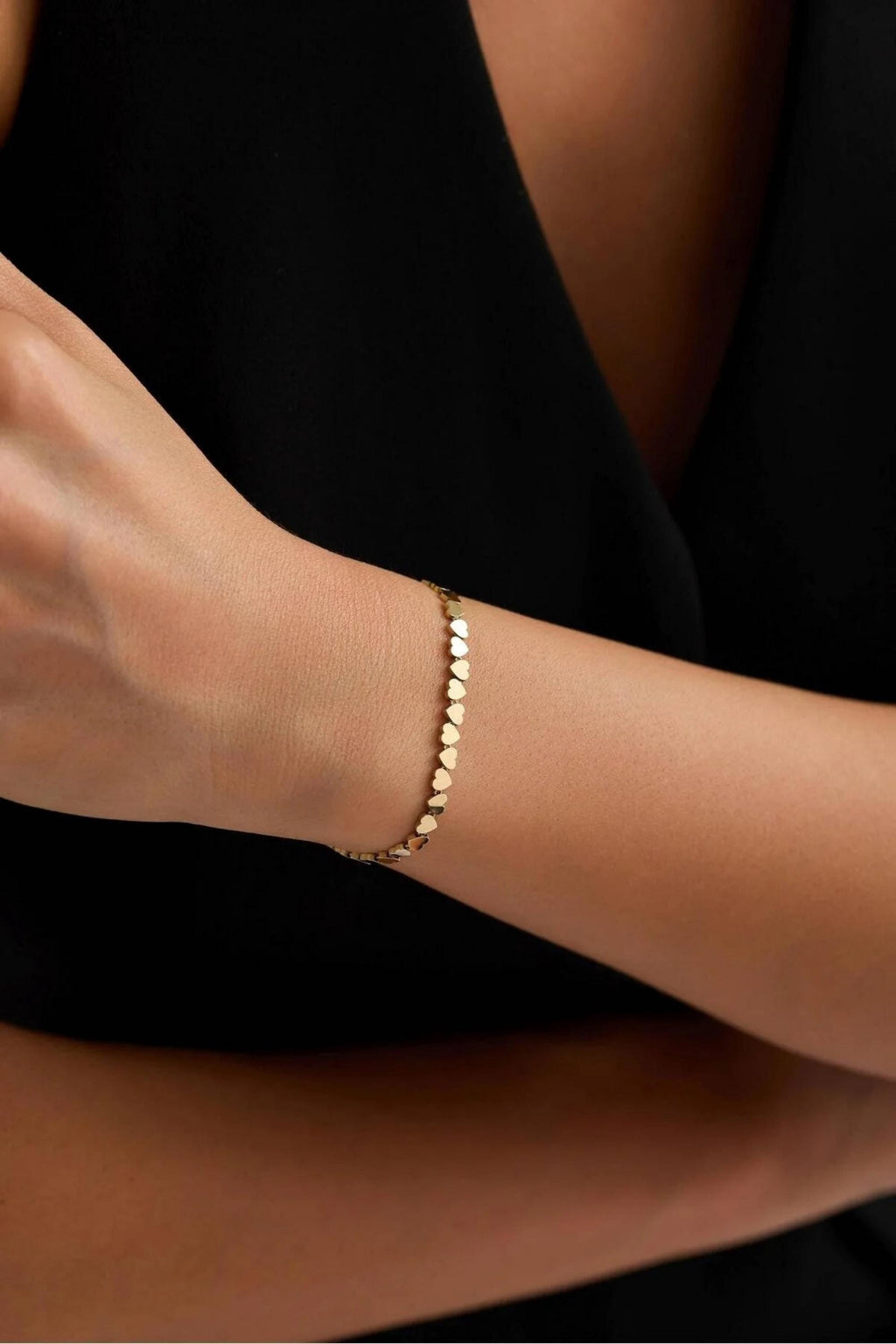 14K Gold 3mm Heart Chain Bracelet, Dainty Gold Bracelet, Minimalist Everyday Jewelry, Stackable Gold Bracelet, Gift for Her