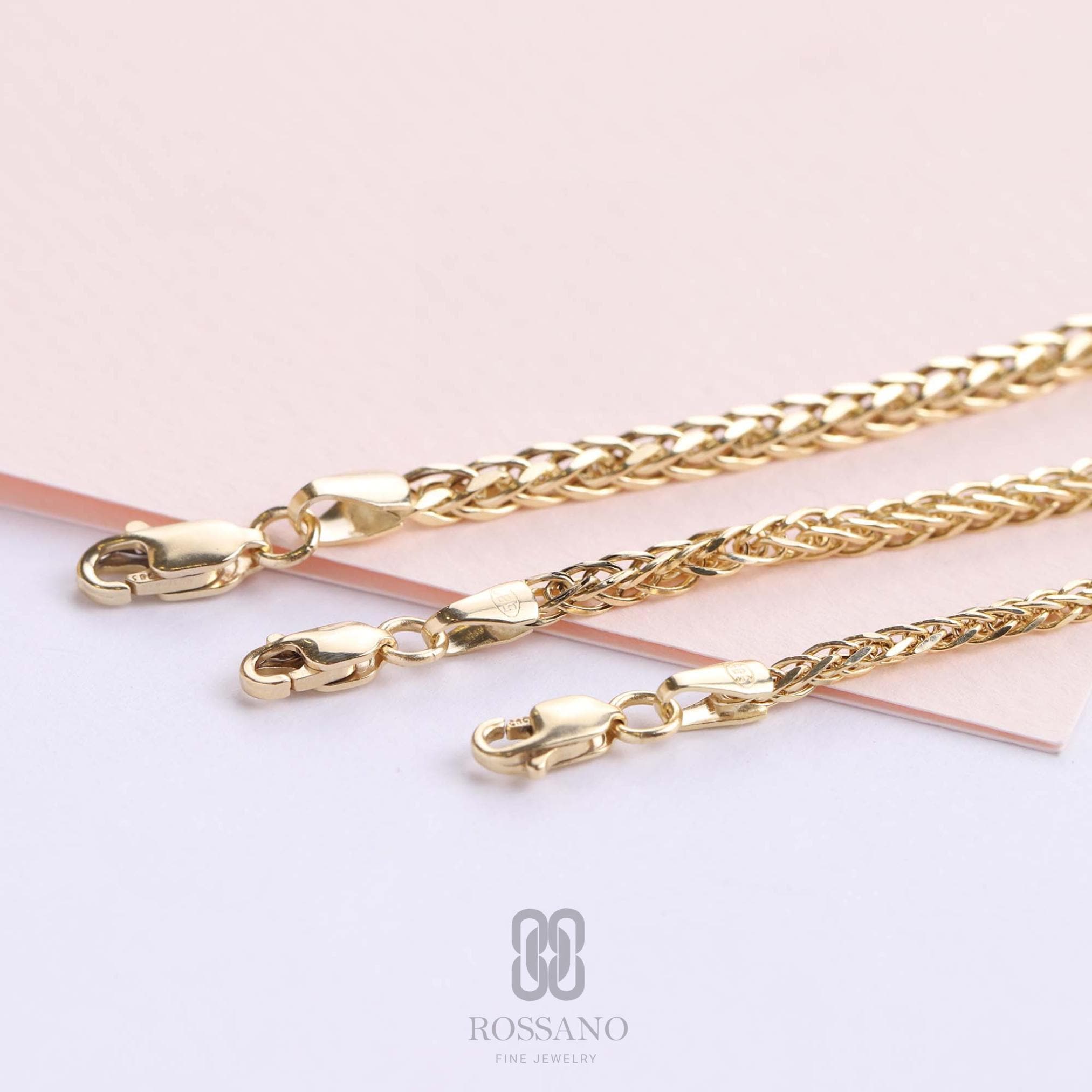 14K Gold Franco Chain Bracelet, 2mm 3mm 4mm Franco Palm Bracelet, Gold Foxtail Wheat Chain, Solid Unisex Jewelry, Gift for Her