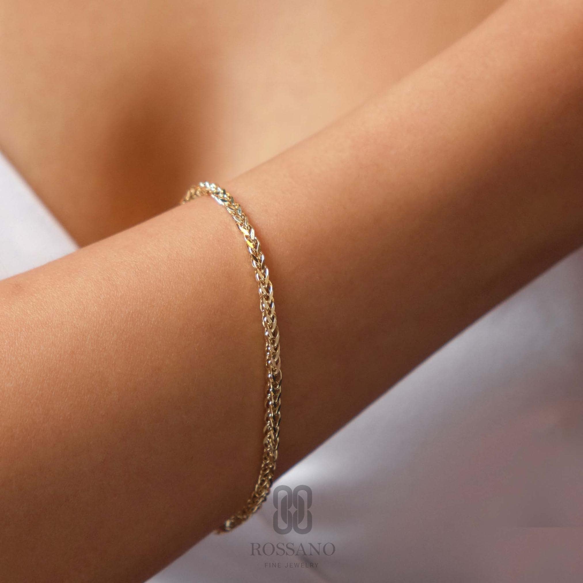 14K Gold Franco Chain Bracelet, 2mm 3mm 4mm Franco Palm Bracelet, Gold Foxtail Wheat Chain, Solid Unisex Jewelry, Gift for Her