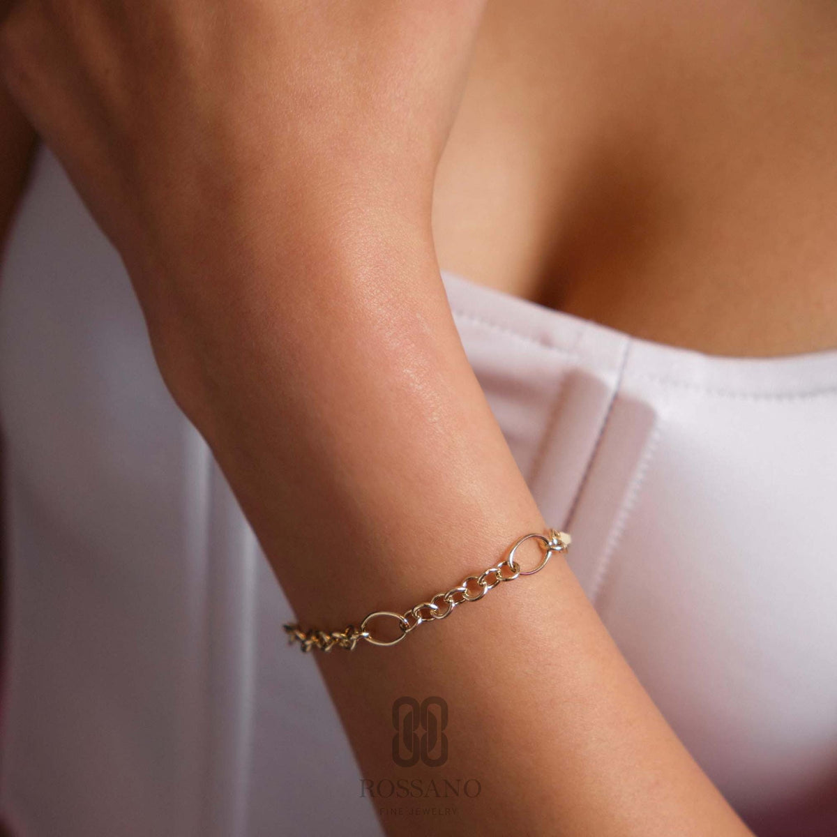 14K Gold Chain Bracelet, O Shape Oval Cable Chain Bracelet, Figaro & Paperclip Link Bracelet, Minimalist Gold Jewelry, Gift for Her