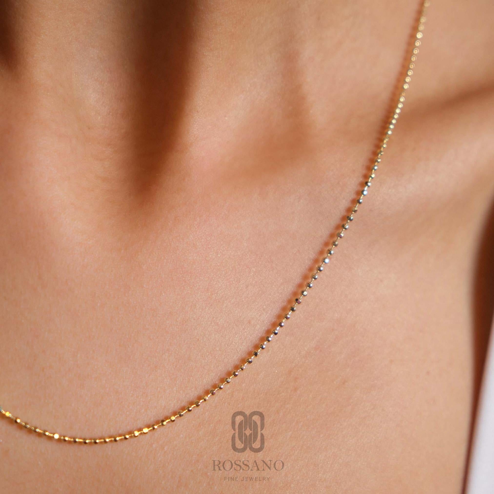 14K Gold Beaded Necklace, 1.5mm Gold Bead Choker, Dainty Minimalist Jewelry, Mothers Day Gift, Gold Bead Chain, Gift for Her