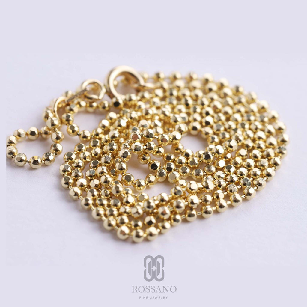 14K Gold Beaded Anklet, 1.5mm Gold Bead Anklet