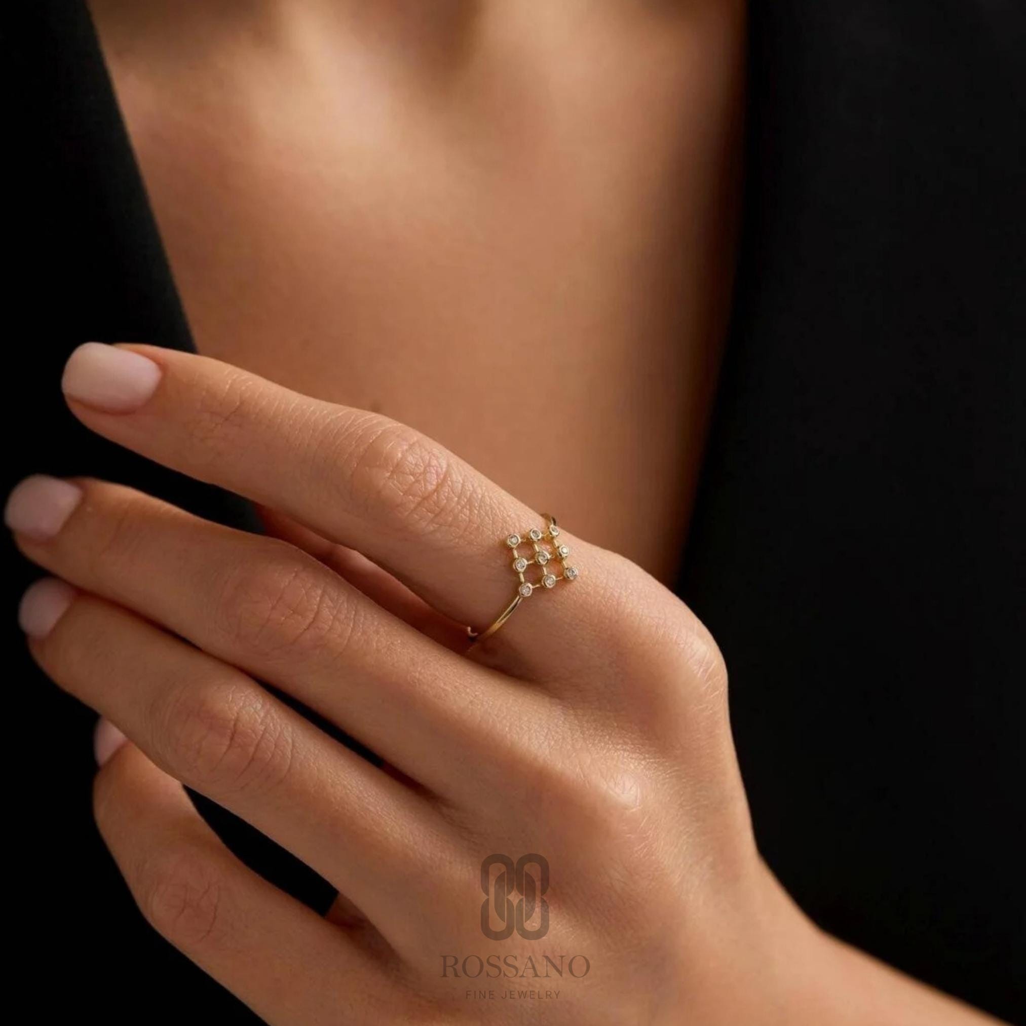 14K Gold Bezel Ring, Minimalist Bezel Set Gold Ring, Dainty Modern Band Ring, Stackable Everyday Jewelry, Gift for Her