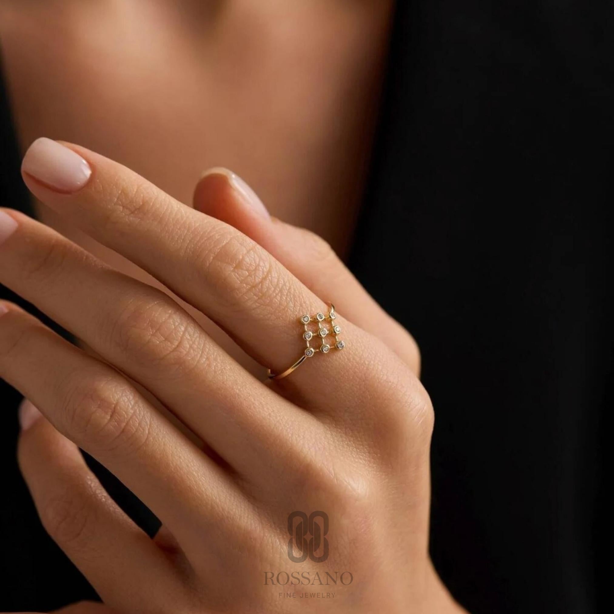 14K Gold Bezel Ring, Minimalist Bezel Set Gold Ring, Dainty Modern Band Ring, Stackable Everyday Jewelry, Gift for Her