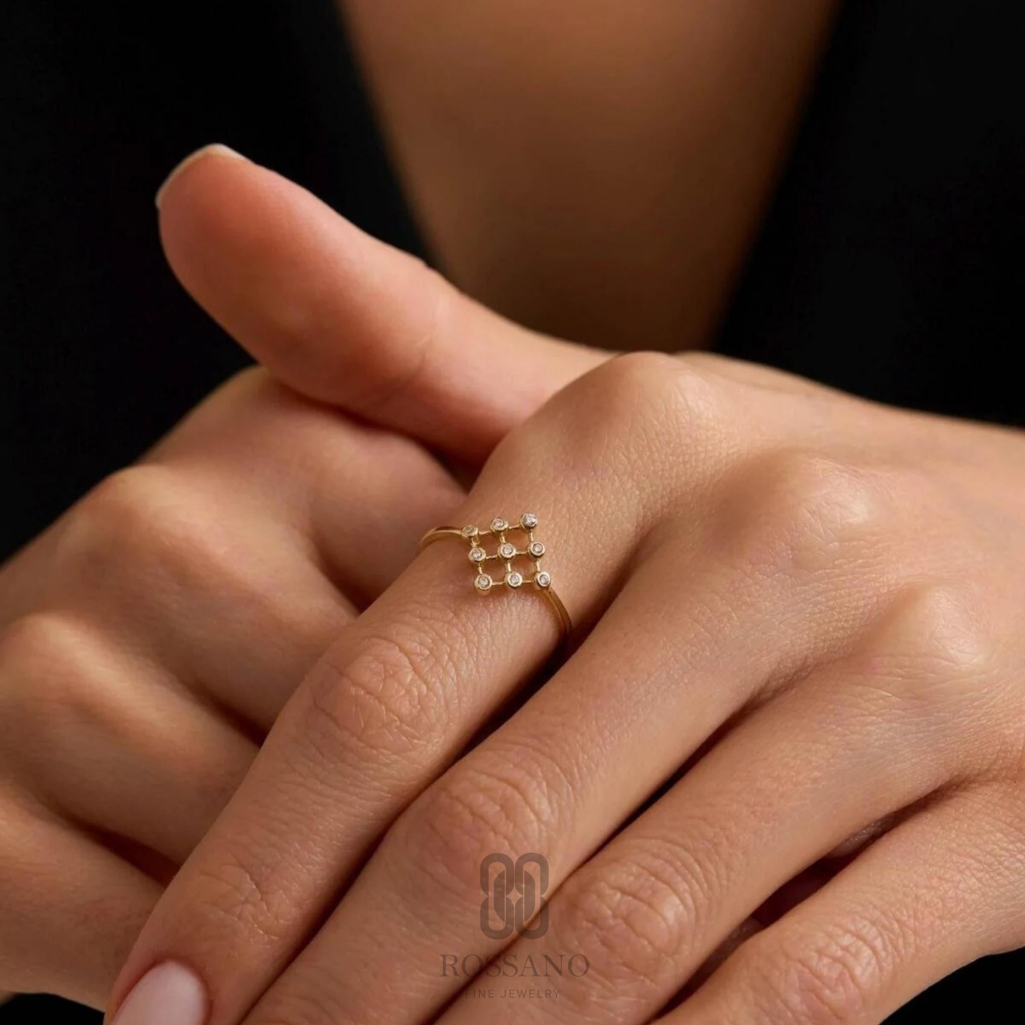 14K Gold Bezel Ring, Minimalist Bezel Set Gold Ring, Dainty Modern Band Ring, Stackable Everyday Jewelry, Gift for Her