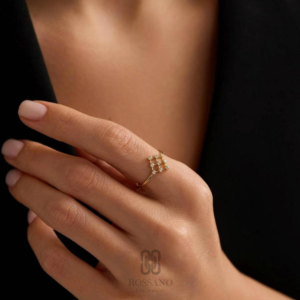 14K Gold Bezel Ring, Minimalist Bezel Set Gold Ring, Dainty Modern Band Ring, Stackable Everyday Jewelry, Gift for Her