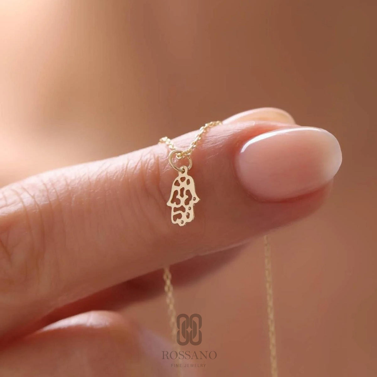 14K Gold Fatima Hand Necklace, Hamsa Pendant Necklace, Dainty Gold Chain, Minimalist Jewelry, Protective Charm Necklace for Her