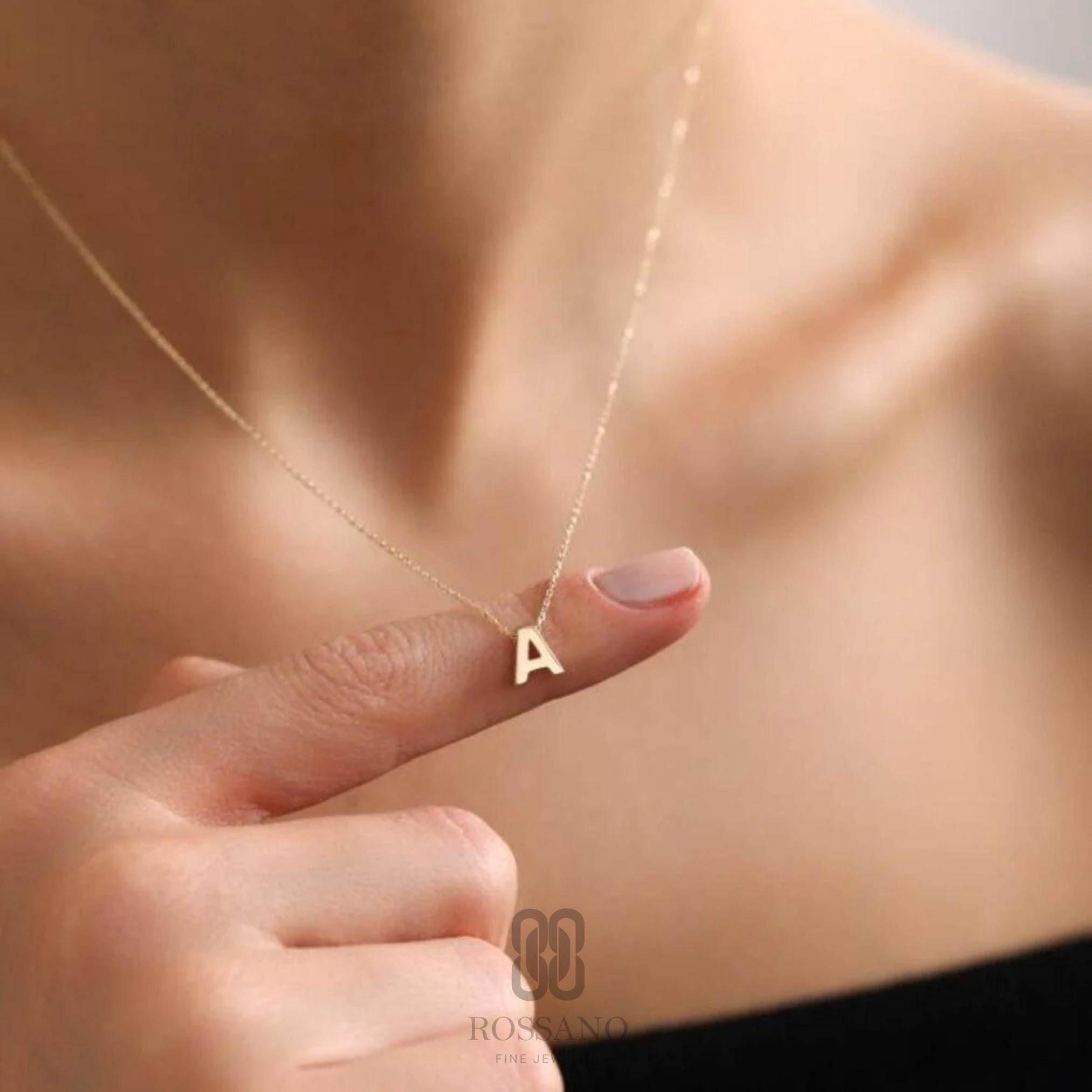 14K Gold Initial Necklace, Dainty Letter Pendant, Minimalist Gold Chain Necklace, Personalized Jewelry, Stackable Everyday Necklace