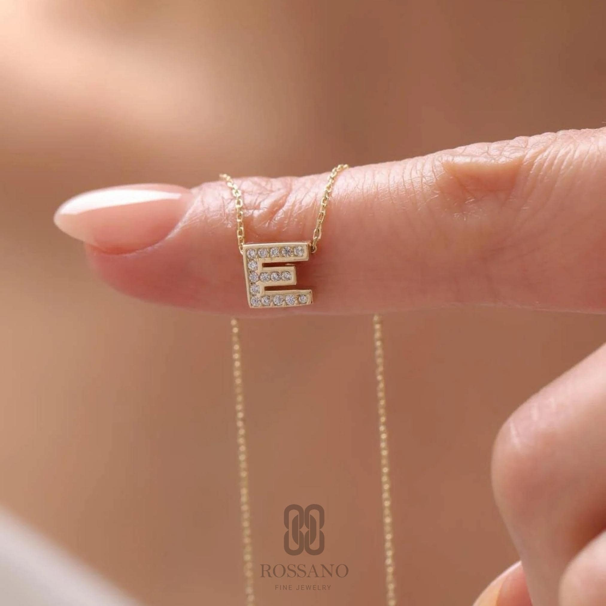 14K Gold Diamond Initial Necklace, CZ Letter Pendant Necklace, Dainty Sparkle Gold Chain, Personalized Minimalist Jewelry, Gift for Her