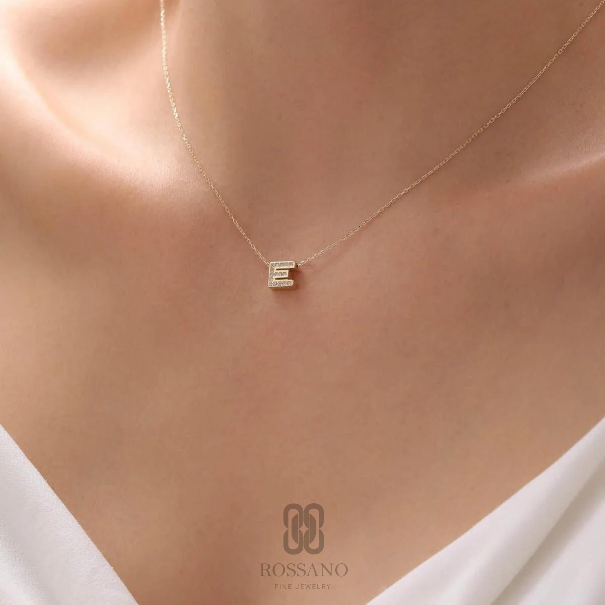 14K Gold Diamond Initial Necklace, CZ Letter Pendant Necklace, Dainty Sparkle Gold Chain, Personalized Minimalist Jewelry, Gift for Her