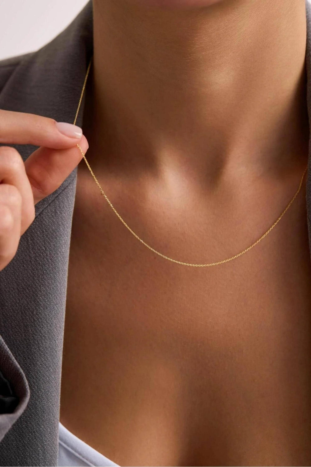 14K Gold Cable Chain Necklace, Dainty Gold Link Chain, Minimalist Everyday Jewelry, Stackable Necklace, Fine Jewelry, Gift for Her