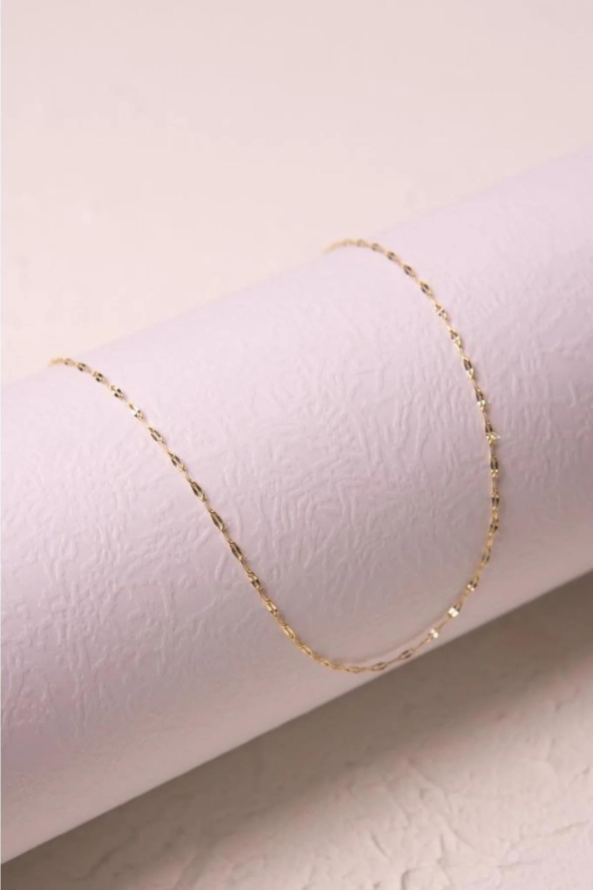14K Gold 2.15mm Sequin Necklace, Dainty Gold Chain, Minimalist Delicate Jewelry, Stackable Everyday Necklace, Gift for Her