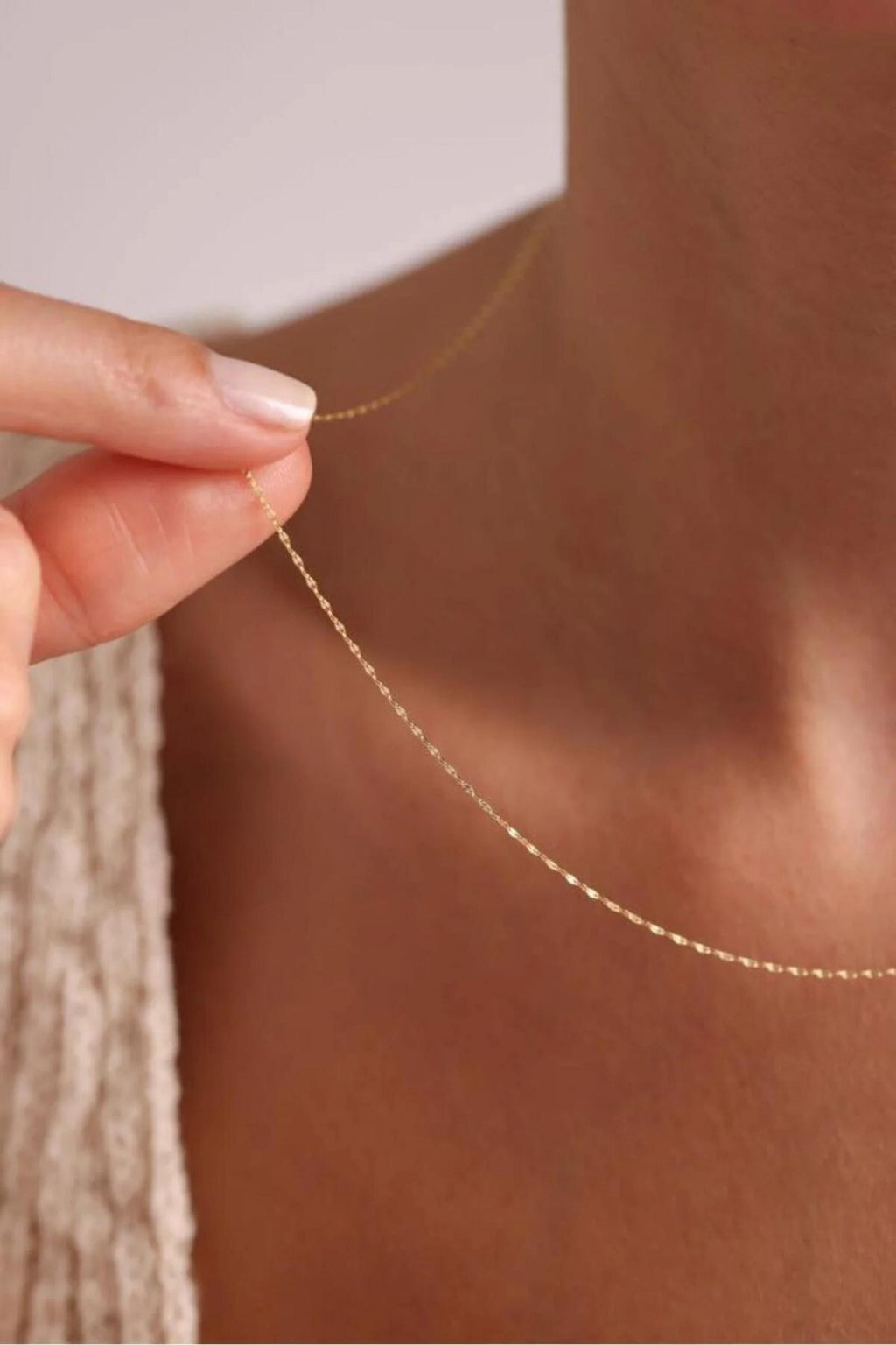 14K Gold 2.15mm Sequin Necklace, Dainty Gold Chain, Minimalist Delicate Jewelry, Stackable Everyday Necklace, Gift for Her