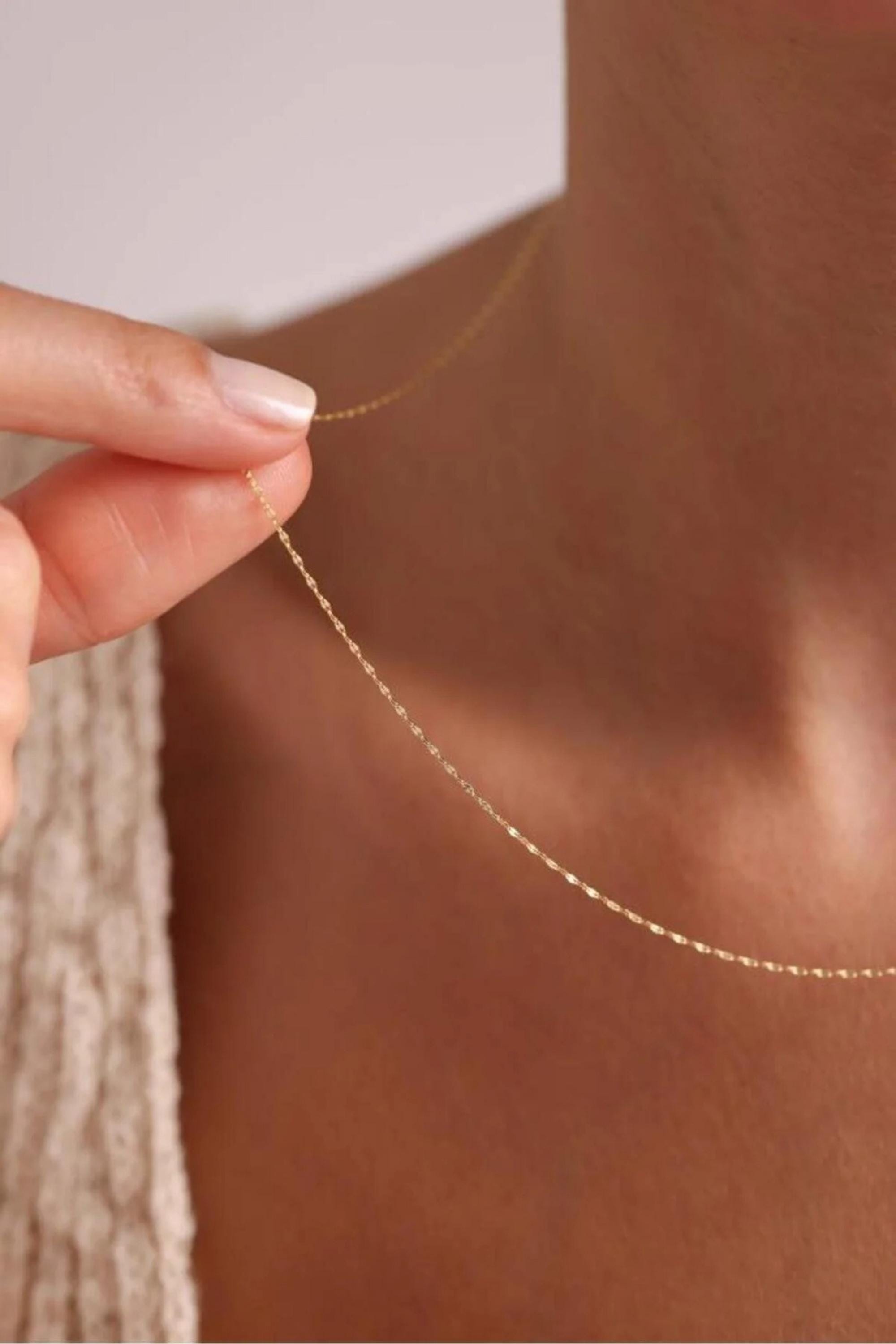 14K Gold 2.15mm Sequin Necklace, Dainty Gold Chain, Minimalist Delicate Jewelry, Stackable Everyday Necklace, Gift for Her