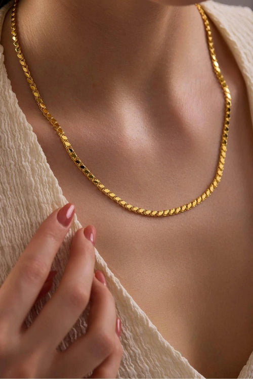 14K Gold 3.50mm Mirror Chain Necklace, Dainty Gold Link Necklace, Minimalist Everyday Jewelry, Stackable Necklace, Gift for Her