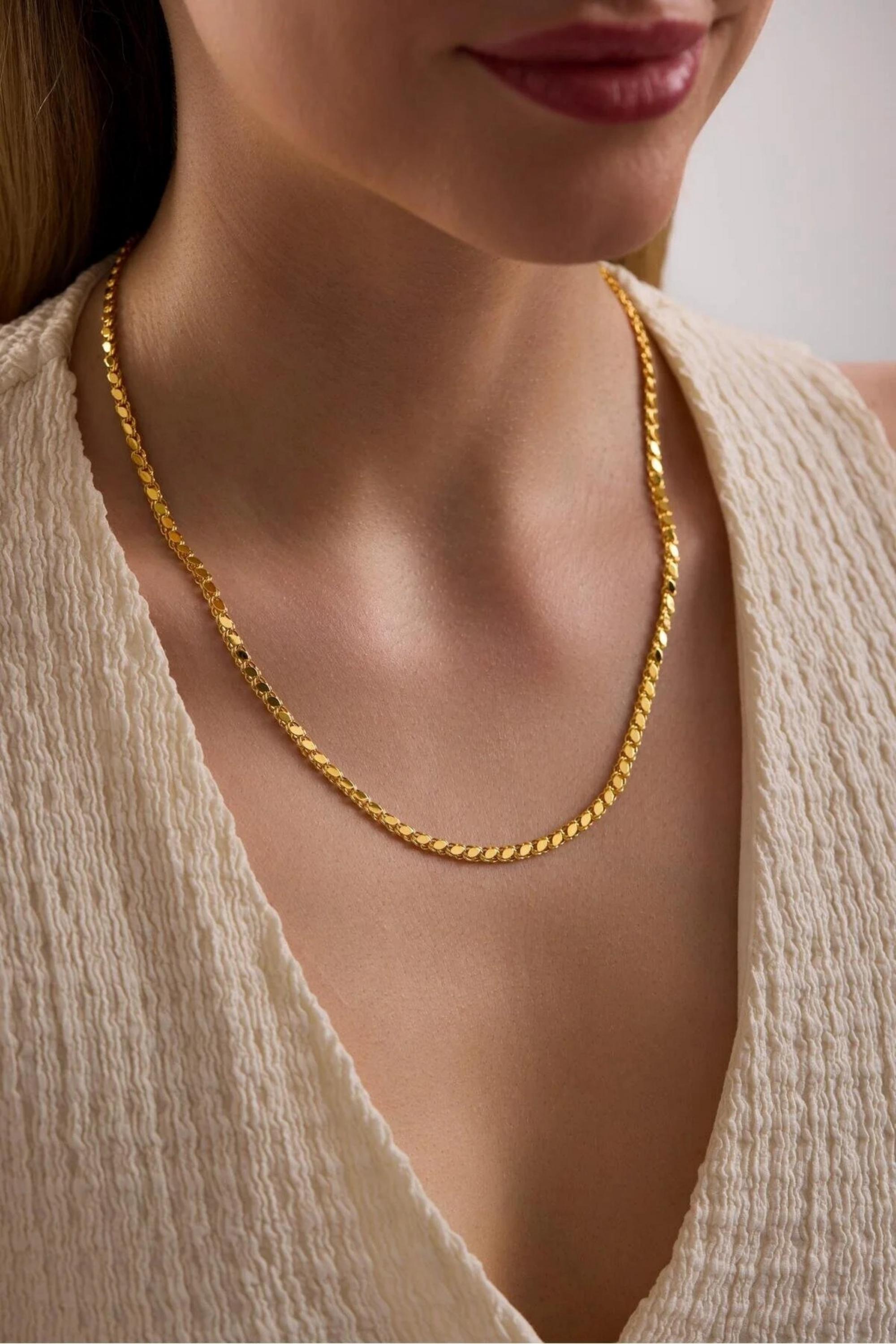 14K Gold 3.50mm Mirror Chain Necklace, Dainty Gold Link Necklace, Minimalist Everyday Jewelry, Stackable Necklace, Gift for Her