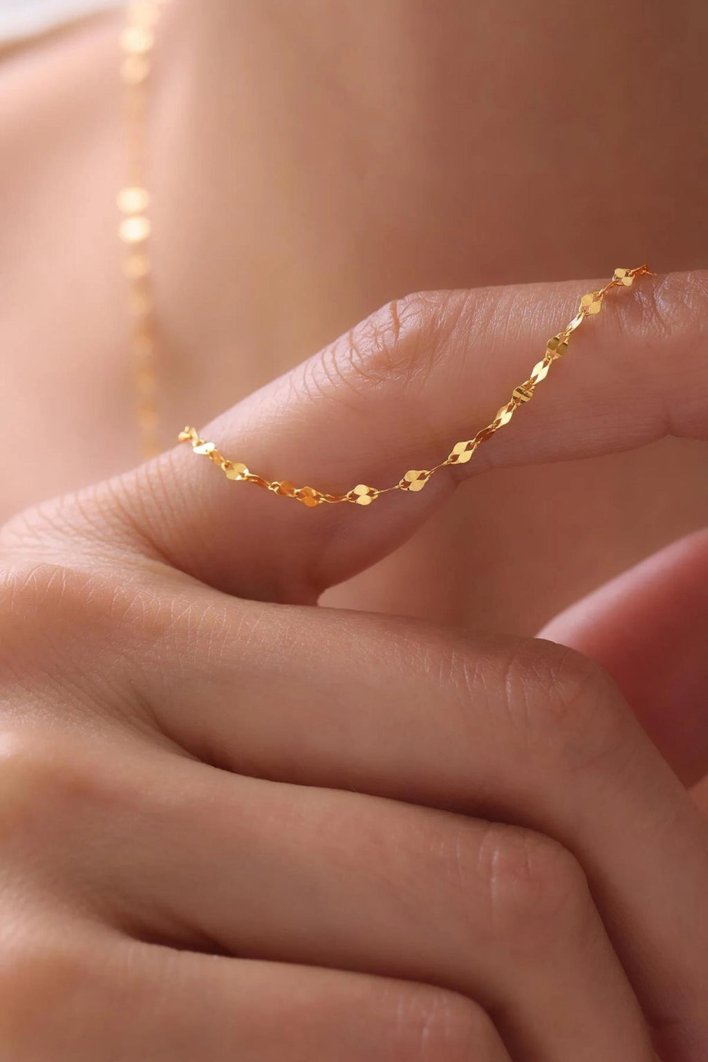 14K Gold 3mm Sequin Necklace, Dainty Gold Chain, Minimalist Delicate Jewelry, Stackable Everyday Necklace, Gift for Her