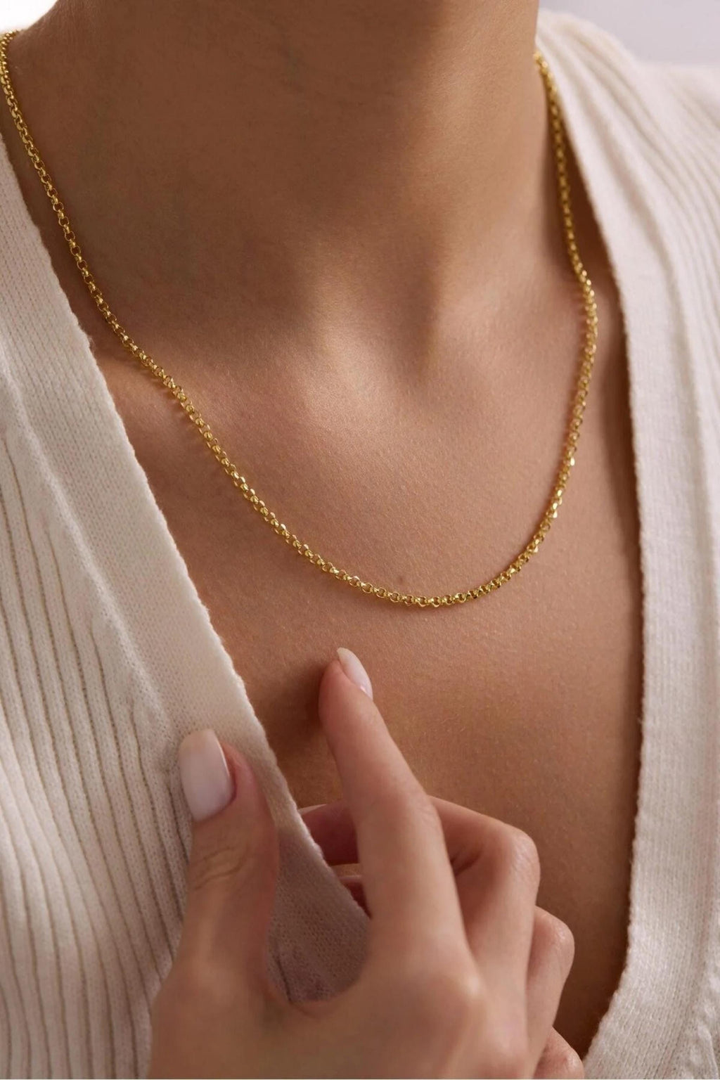 14K Gold 3mm Rolo Necklace, Dainty Round Link Chain, Minimalist Everyday Jewelry, Stackable Gold Chain Necklace, Gift for Her